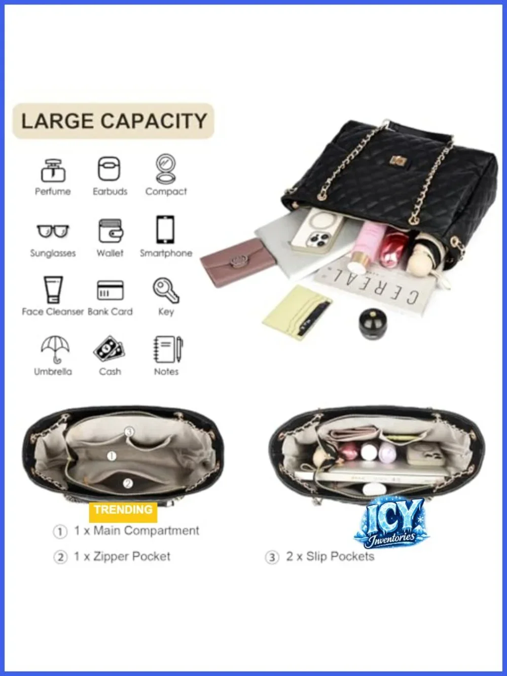 Quilted Satchel Tote Bag for Women, Designer Shoulder Handbag Leather Crossbody